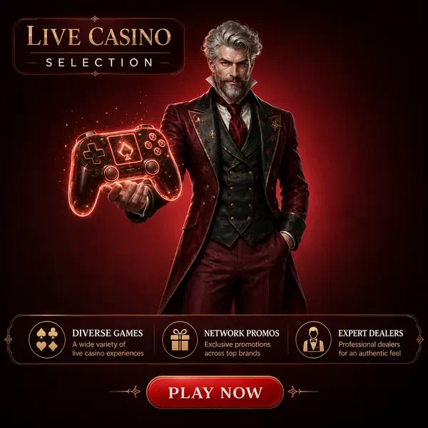 Card Chancellor présentant un contrôleur lumineux aux tables du casino en direct Winzoria