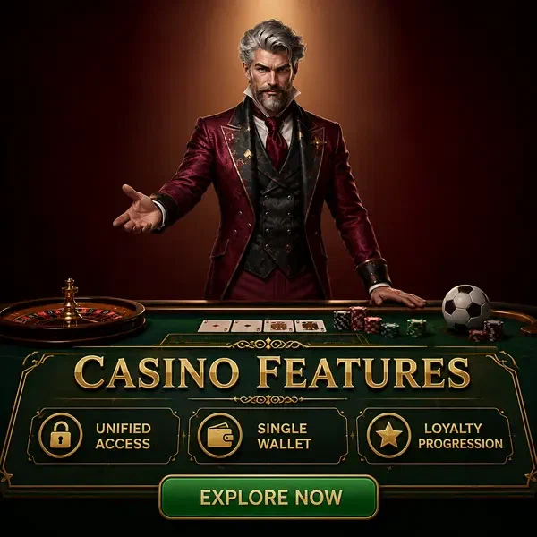 Le Chancelier des Cartes présente les Fonctionnalités Winzoria Casino à une élégante table de jeu verte